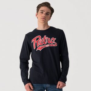 Retro hosszú ujjú póló BARBOSSA L-SLEEVE L.S.TOP DARK BLUE