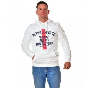 Retro pulóver HOUSTON HOODIE JOGGING TOP OFFWHITE