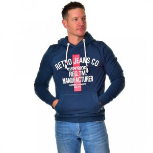 Retro pulóver HOUSTON HOODIE JOGGING TOP DARK BLUE