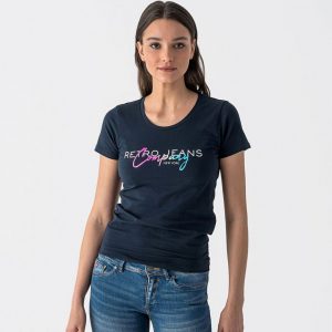 Retro póló BETTY T-SHIRT DARK BLUE