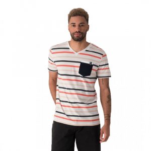 Retro póló CAPE COD V NECK T-SHIRT WHITEES STRIP