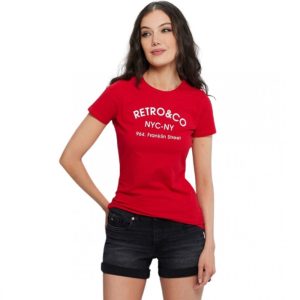 Retro póló ANISE O NECK T-SHIRT RED